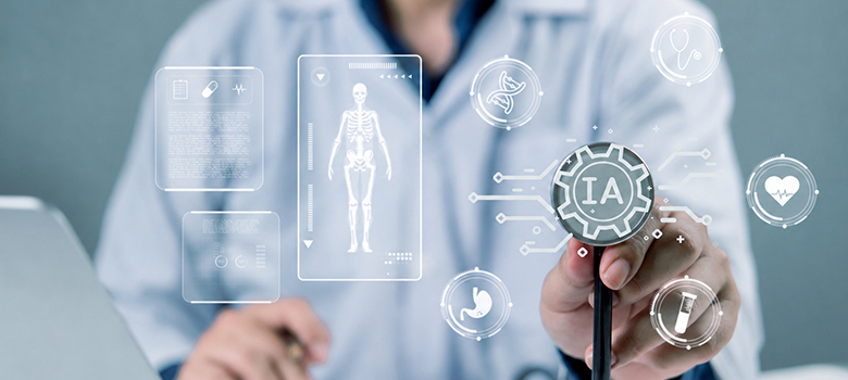 Concept de données médicales virtuelles représentant un médecin utilisant une technologie alimentée par l'IA - La Prévention Médicale Concept de données médicales virtuelles représentant un médecin utilisant une technologie alimentée par l'IA - La Prévention Médicale