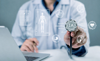 Concept de données médicales virtuelles représentant un médecin utilisant une technologie alimentée par l'IA - La Prévention Médicale