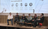 Les 5 participants à l'atelier et le présentateur assis en ligne sur le plateau - La Prévention Médicale